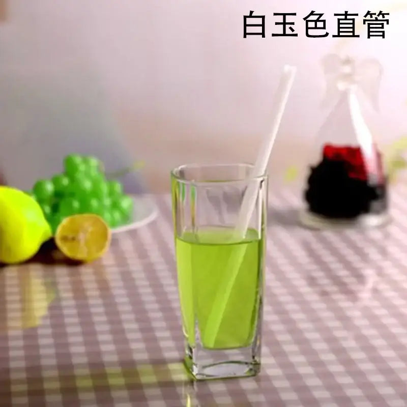 Curved amber glass drinking straw kitchen accessory