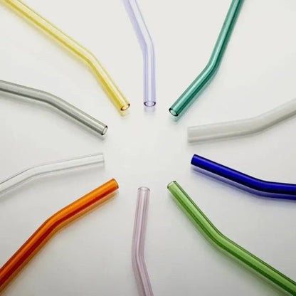 Curved amber glass drinking straw kitchen accessory