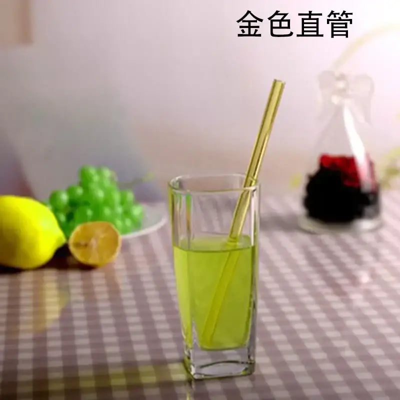 Curved amber glass drinking straw kitchen accessory