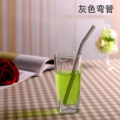 Curved amber glass drinking straw kitchen accessory