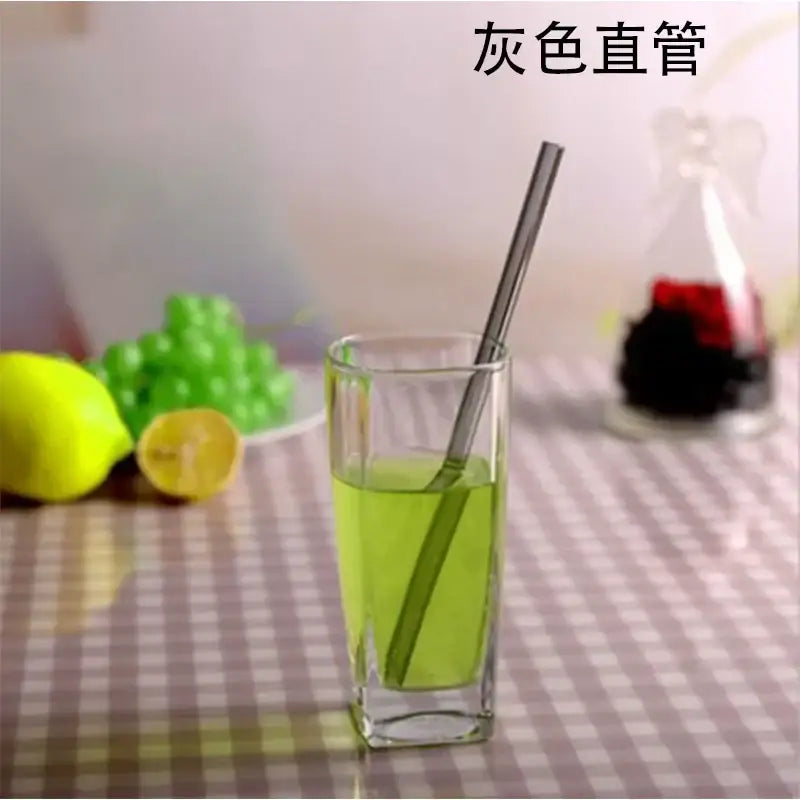 Curved amber glass drinking straw kitchen accessory