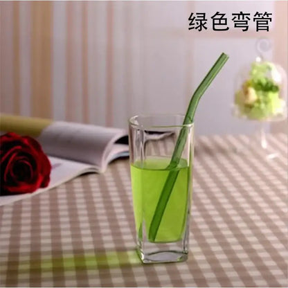 Curved amber glass drinking straw kitchen accessory