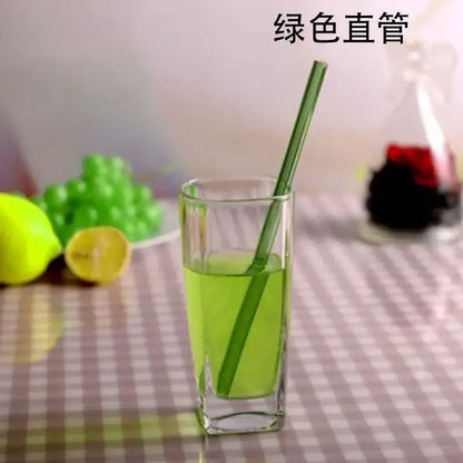 Curved amber glass drinking straw kitchen accessory