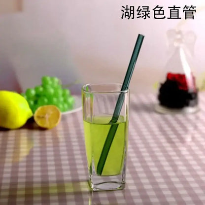 Curved amber glass drinking straw kitchen accessory