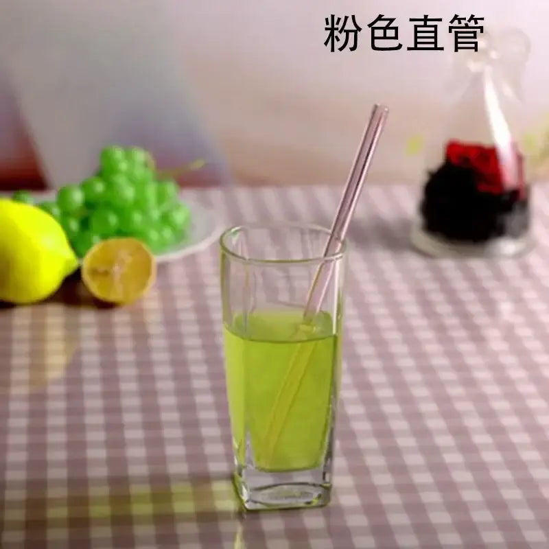 Curved amber glass drinking straw kitchen accessory