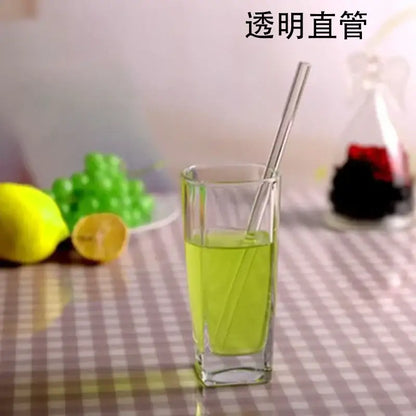 Curved amber glass drinking straw kitchen accessory