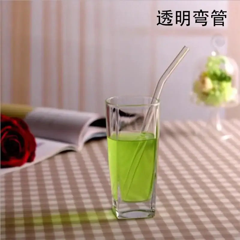 Curved amber glass drinking straw kitchen accessory