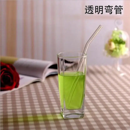 Curved amber glass drinking straw kitchen accessory