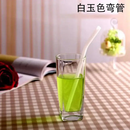 Curved amber glass drinking straw kitchen accessory