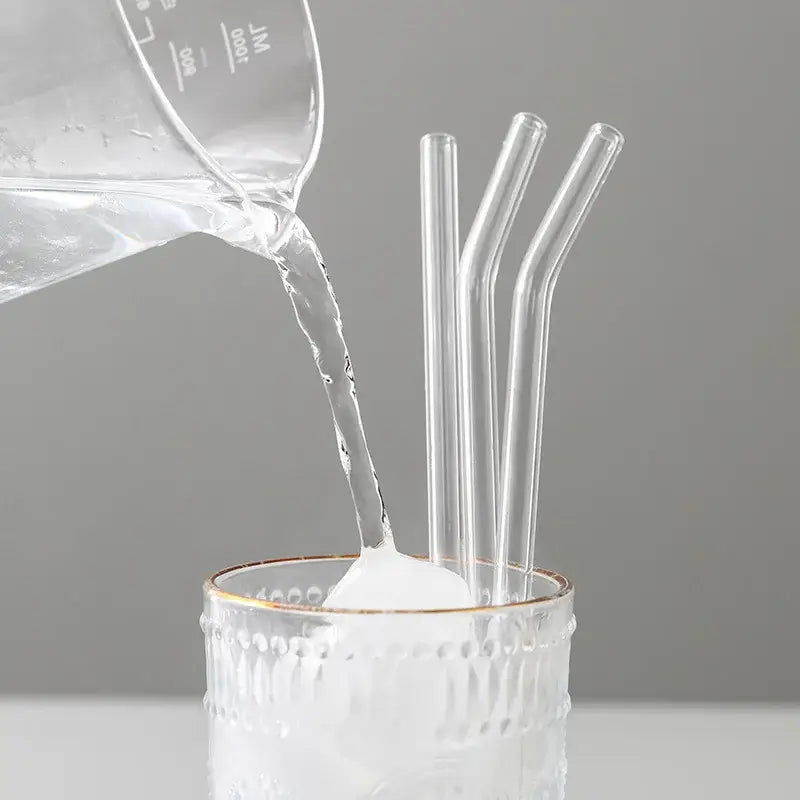 Curved clear glass straws kitchen reusable eco friendly glass