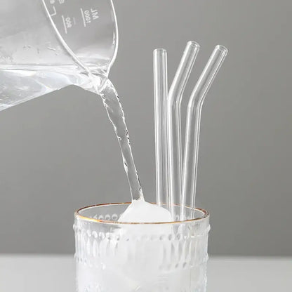Curved clear glass straws kitchen reusable eco friendly glass