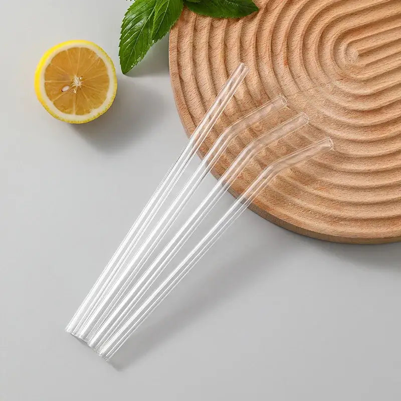Curved clear glass straws kitchen reusable eco friendly glass