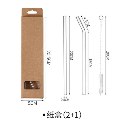 Curved clear glass straws kitchen reusable eco friendly glass