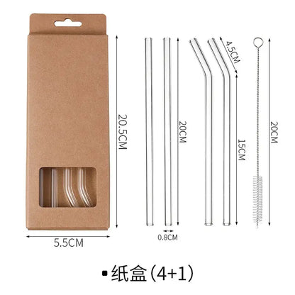 Curved clear glass straws kitchen reusable eco friendly glass