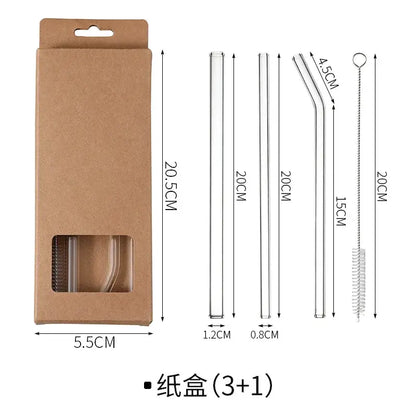 Curved clear glass straws kitchen reusable eco friendly glass