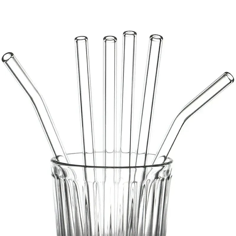 Curved clear glass straws kitchen reusable eco friendly glass