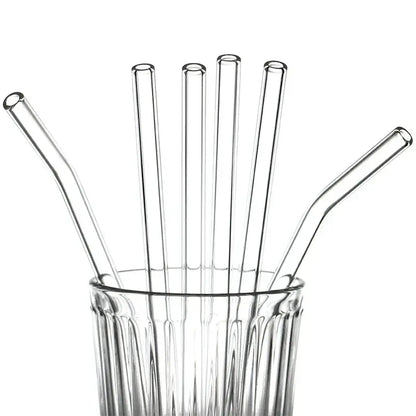 Curved clear glass straws kitchen reusable eco friendly glass