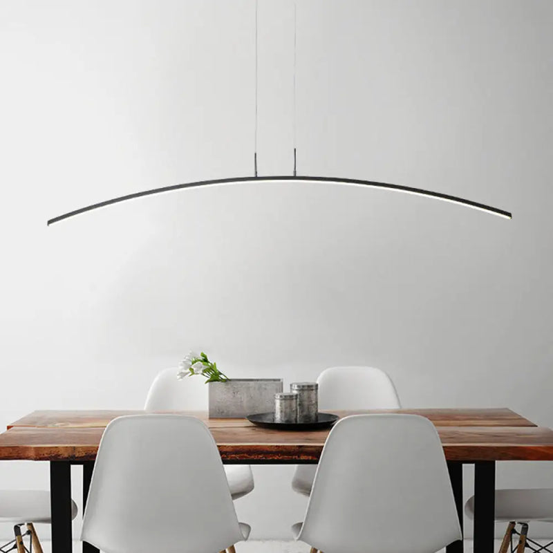 DecorBites™ Curved Metallic Black/White LED Island Lamp for Warm/White Lighting