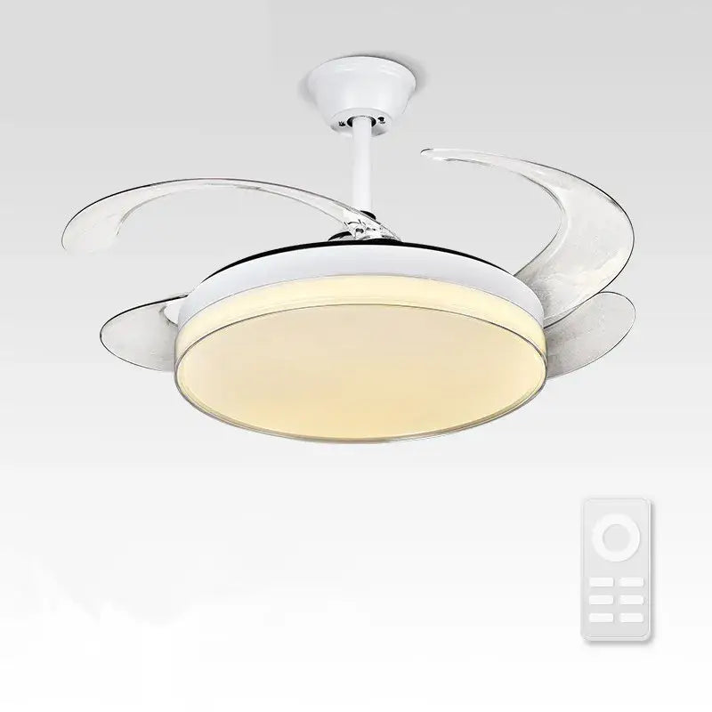 Curved white led ceiling fan for bedroom lighting