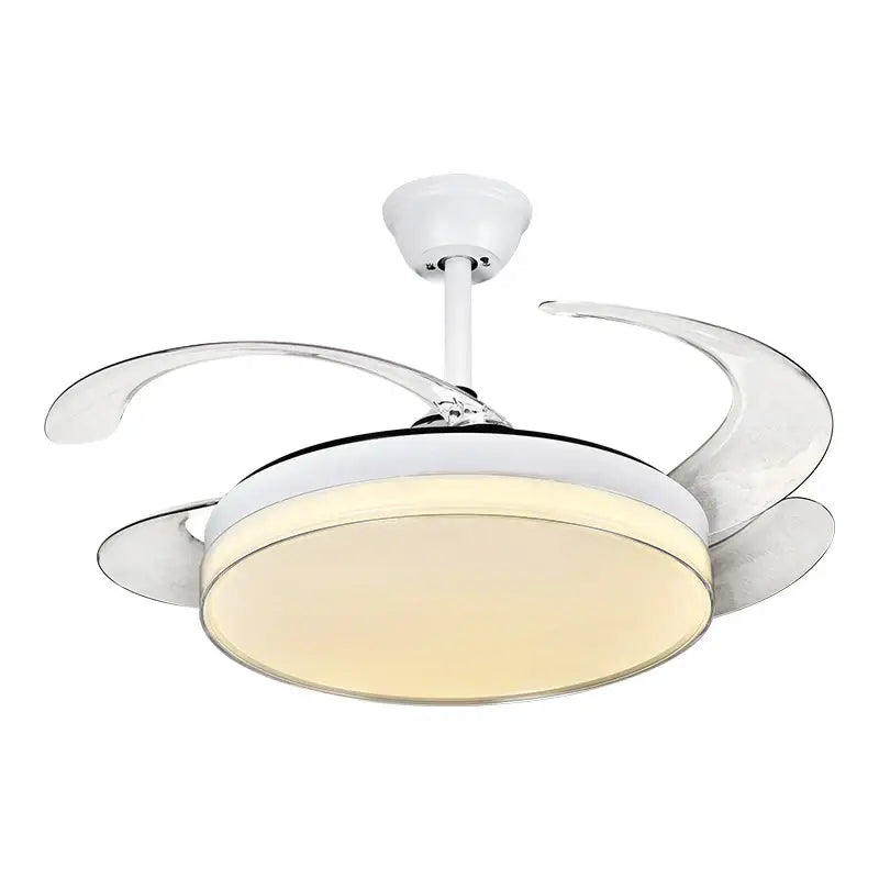 Curved white led ceiling fan for bedroom lighting