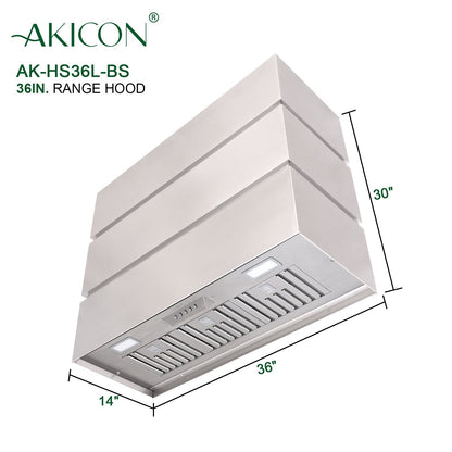 Akicon 36" Stainless Steel Wall Mount Range Hood, 3 Stacks Kitchen Hood with 600 CFM Vent Motor