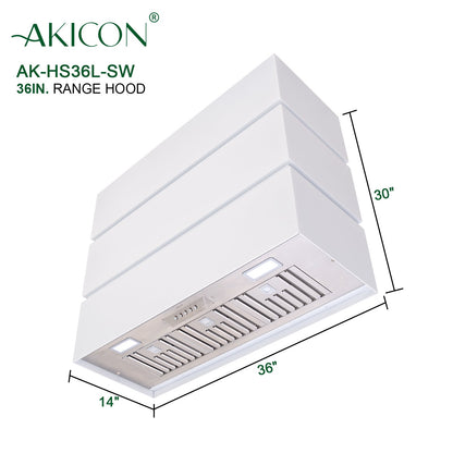 Akicon 36" Stainless Steel Wall Mount Range Hood, 3 Stacks Kitchen Hood with 600 CFM Vent Motor