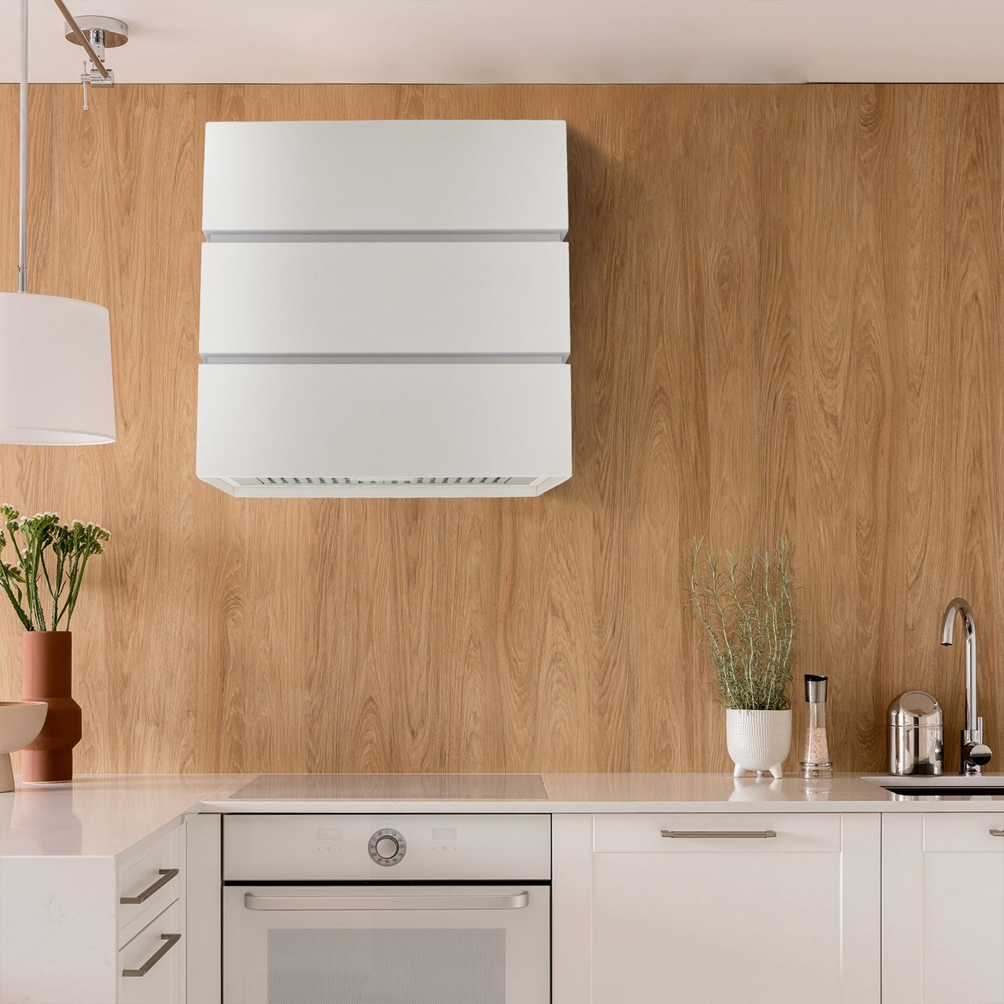 Akicon 36" Stainless Steel Wall Mount Range Hood, 3 Stacks Kitchen Hood with 600 CFM Vent Motor