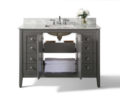 Shelton Bathroom Vanity with Sink and Carrara White Marble Top Cabinet Set