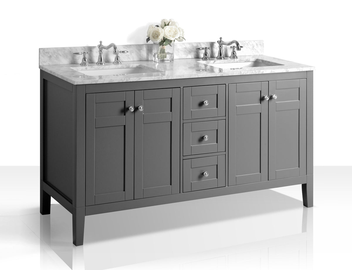 Maili Bathroom Vanity with Sink and Carrara White Marble Top Cabinet Set
