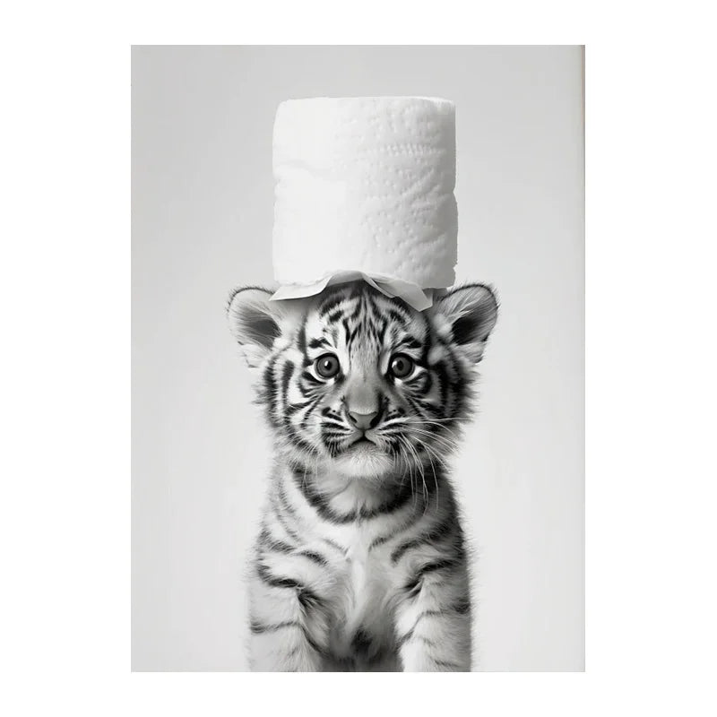DecorBites™ Cute Animals Canvas Wall Art for Bathroom