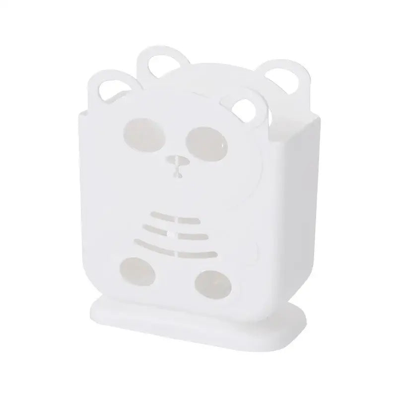 Cute bear coral & white cutlery organizer stand kitchen storage