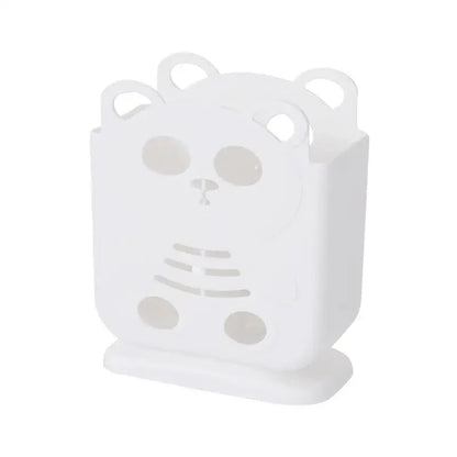Cute bear coral & white cutlery organizer stand kitchen storage