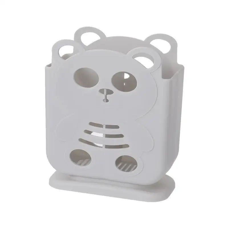 Cute bear coral & white cutlery organizer stand kitchen storage