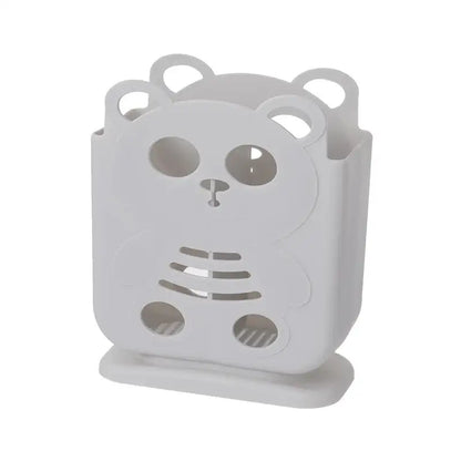 Cute bear coral & white cutlery organizer stand kitchen storage
