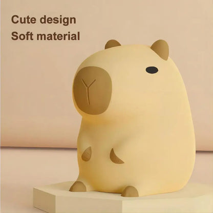 Cute beige plush capybara night light for bedroom kids room