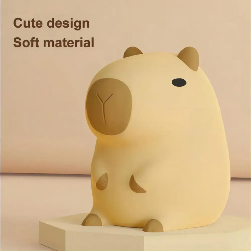 Cute beige plush capybara night light for bedroom kids room