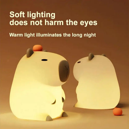 Cute beige plush capybara night light for bedroom kids room