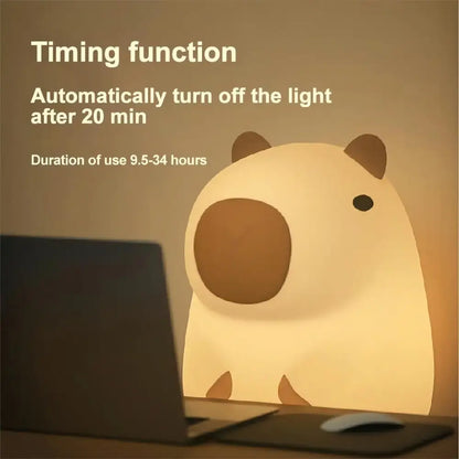 Cute beige plush capybara night light for bedroom kids room