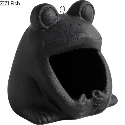 Cute black and gold cartoon animal ceramic ashtray living room decor