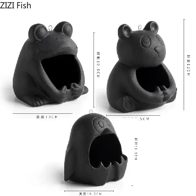 Cute black and gold cartoon animal ceramic ashtray living room decor