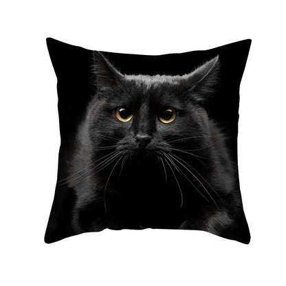 Cute black cat pillowcases bedroom animal print cushion covers
