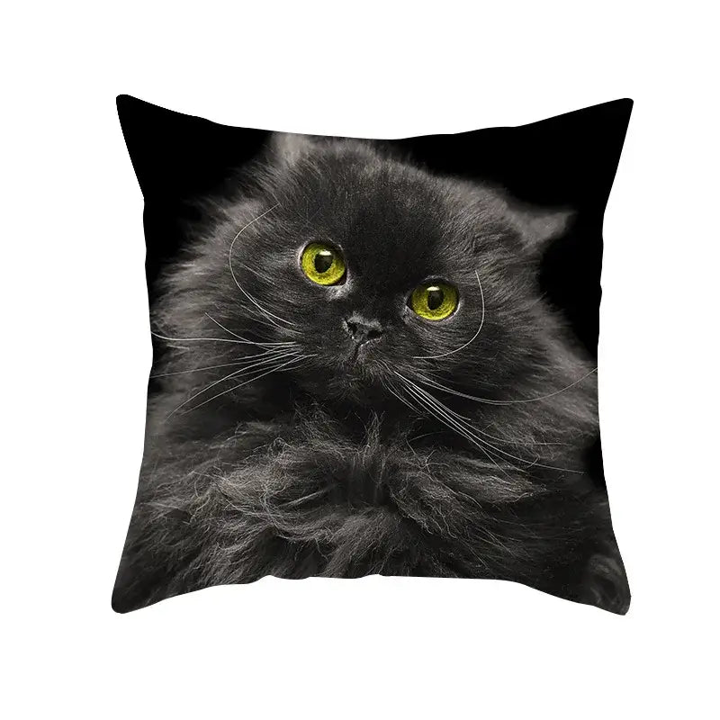 Cute black cat pillowcases bedroom animal print cushion covers