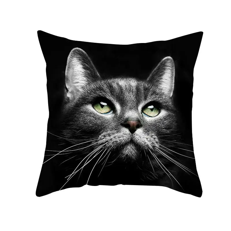 Cute black cat pillowcases bedroom animal print cushion covers