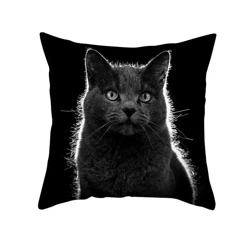 Cute black cat pillowcases bedroom animal print cushion covers
