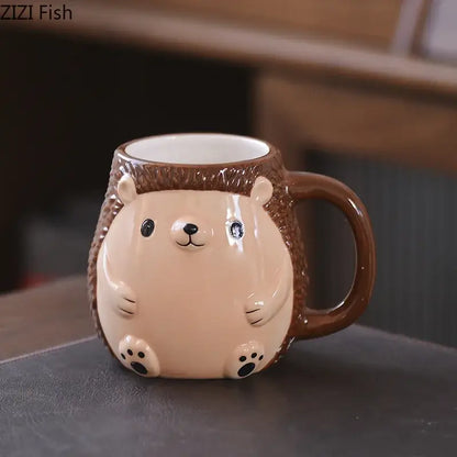 Cute cartoon animal ceramic mug set of 5 kitchen breakfast cups