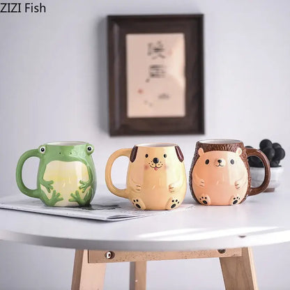 Cute cartoon animal ceramic mug set of 5 kitchen breakfast cups