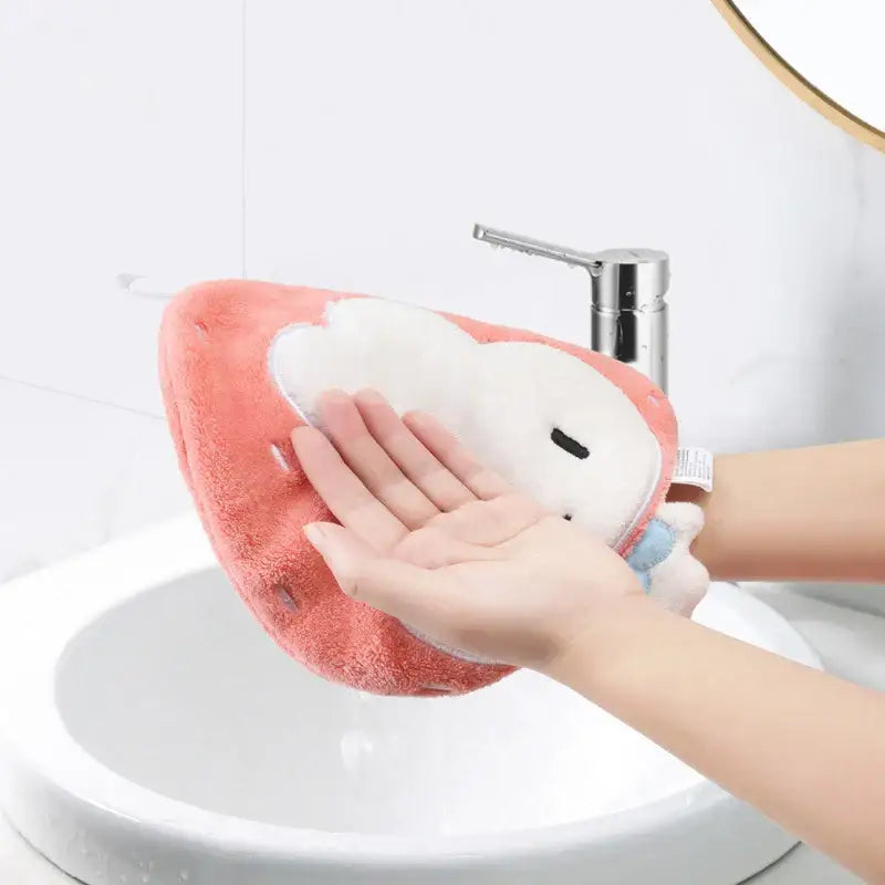 Cute cartoon animal coral fleece hand towel for kitchen and bathroom