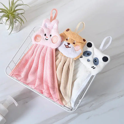 Cute cartoon animal hand towel set for kitchen and bathroom decor