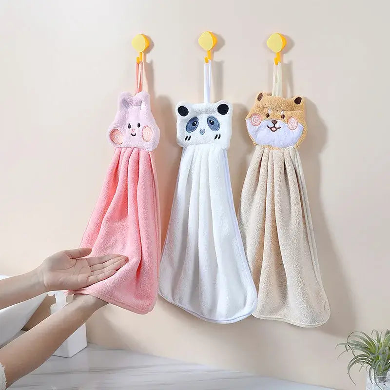 Cute cartoon animal hand towel set for kitchen and bathroom decor