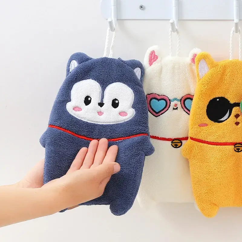 Cute cartoon animal hand towel thickened plush kitchen towel